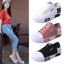 1 Pair Flats Shoes Sneakers Breathable Casual Cat Pattern Canvas For Women Lady Student sneakers low classic Skateboarding Shoes 2024 - buy cheap