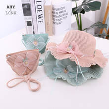 Summer Casual Kids Breathable Flower Lace Straw Bunny Hat Outdoor Big Brim Sun Visor Hat Cute Beach Hat 2024 - buy cheap