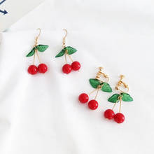 Red Cherry Drop Earrings for Women Cute Fruit Cherry Beads Pendant Earrings Sweet Gifts Girl Jewelry Bijoux 2024 - buy cheap