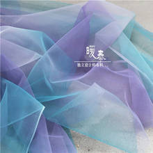Mesh Tulle Fabric Blue Rainbow Gradient DIY Scarf Veil Flower Background Decor Fluffy Skirt Wedding Dress Lace Designer Fabric 2024 - buy cheap