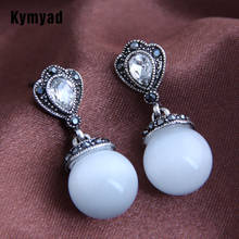 Kymyad-pendientes de piedra de ópalo y ojo de gato para mujer, joyería colgante redonda, pendientes de mujer 2020, joyería de moda 2024 - compra barato