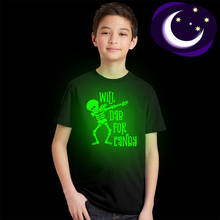 Will Dab/Забавная детская светящаяся футболка на Хэллоуин Детские серебристые футболки с короткими рукавами светящиеся темные футболки для малышей 2024 - купить недорого