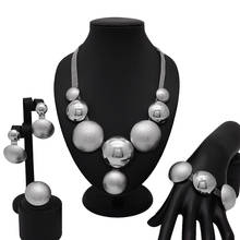 Conjunto de joias moda africana, colar, brinco, pulseira e anel dourado, joias femininas para casamento, festa de noivado 2024 - compre barato