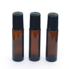 1pcs Amber 10ml Roller Glass Bottle Empty Fragrance Perfume Essential Oil 10CC Roll-On Black Plastic Cap Vail 2024 - buy cheap