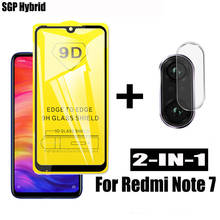 Screen Protector 2 In 1 For Redmi Note 7 Safety Glass for Xiaomi Redmi Note 7 Full Glue Cover Camera Lens Protective Film Edge 2024 - buy cheap