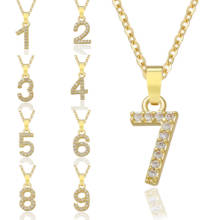 Fashion Gold Chain Necklace For Women Charm 0-9 Arabic Number Pendants Necklace Shining Cubic Zirconia Friends Jewelry Wholesale 2024 - buy cheap