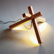 Creative Wooden Support Bedside Table Lamp Art Cross Design Study Coffee Shop Loft Lighting 2024 - buy cheap