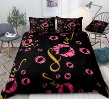 Hot Lips Bedding Set Kisses Bed Linen Red Lips Duvet Cover Set Girls Women Home Textile Black Bedding Set Microfiber Bedclothes 2024 - buy cheap