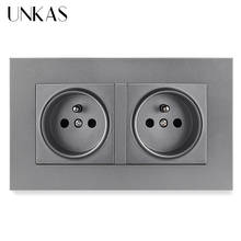 UNKAS-Panel de plástico de alta calidad, enchufe doble estándar francés de pared de lujo, color gris, 146mm x 86mm, gris 2024 - compra barato