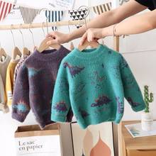 ins hot baby boys sweater 2-7 years old Autumn and winter children's sweater Mohair Cartoon dinosaur kids sweaters baby tops 2024 - buy cheap