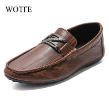 WOTTE Men Casual Shoes Sneakes Fashion Loafers Men's Leather Slip on Formal Loafers Men Moccasins Outdoor Walking Mans Footwear 2024 - buy cheap