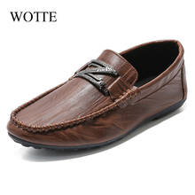 Wotte masculino sapatos casuais tênis moda mocassins de couro deslizamento em mocassins formais masculino mocassins caminhada ao ar livre calçado mans 2024 - compre barato