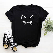 Хлопковая футболка с принтом мультяшного кота для женщин, Повседневная футболка для влюбленных котов, женские футболки, милые топы с круглым вырезом, графические футболки, Прямая поставка 2024 - купить недорого