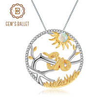 Женское ожерелье с подвеской GEM'S BALLET, натуральный Африканский опал, Змеиный Китайский Зодиак, ювелирное изделие, 925 пробы, серебро 2024 - купить недорого