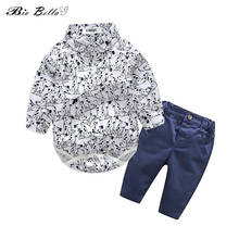 Biobella/весенне-осенний комплект одежды для мальчиков, костюм для дня рождения для мальчиков, рубашка + штаны, Костюм Джентльмена 2024 - купить недорого