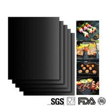 8/6pcs Reusable Non-stick Surface BBQ Grill Mat Baking Sheet Hot Plate Easy Clean Grilling Picnic Camping Black Bbq Tools 2024 - buy cheap