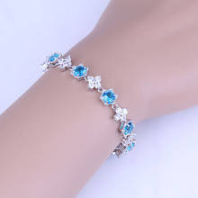 Pulseiras de prata brilhante de zircônio cúbico, braceletes com corrente de 18.3cm b0053 brilhante de estrela, céu azul e zircônia cúbica 2024 - compre barato