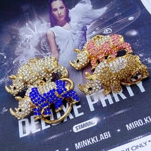 Spring 2020 new animal shape rhinoceros keychain rhinestone paint car keychain ladies bag pendant 5 colors XDPQQ 2024 - buy cheap