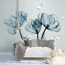 Personalizado foto papel de parede 3d fantasia azul flores sala estar decoração mural 2024 - compre barato