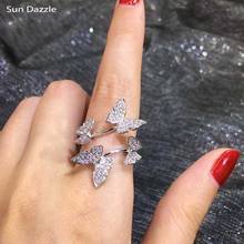 Медные кольца для женщин 60% серебро, кубического циркония бабочки в стиле «панк-рок», Модный женский перстень 2024 - купить недорого