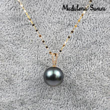 MADALENA SARARA 10-11 мм AAA натуральный черный жемчуг Tahiti 18K кулон женское ожерелье Au750 сделанное алмазное инкрустированное 2024 - купить недорого