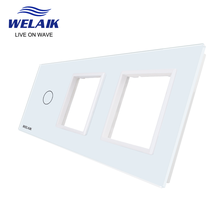 Welaik-tomada de parede com 3 molduras, painel de vidro temperado, único, partes, 222x80mm, a39188 w1 2024 - compre barato