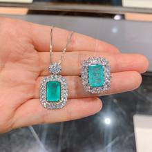 Funmode Sparkling Blue Geometric Rhinestone Pendientes Dubai Jewelry Sets For Women 2pcs Necklace Ring boucle d'oreille FS30 2024 - buy cheap