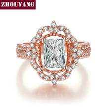 Женское Обручальное Кольцо ZHOUYANG, роскошное Открытое кольцо в стиле принцессы с кубическим цирконием, цвет розового золота, Подарочная бижутерия, YG068 2024 - купить недорого