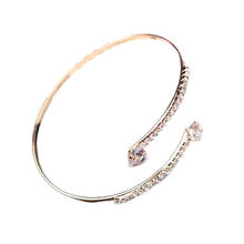 Coração-em forma de aberto pulseira feminina strass manguito pulseira de festa larga acessórios 2024 - compre barato