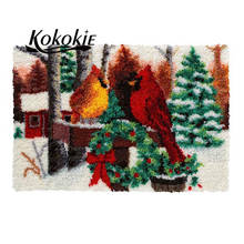 Christmas latch hook kits for adults large printed canvas yarn carpet diy latch hook rug kits carpet embroidery carpet diy rug 2024 - buy cheap