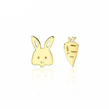 RIR Minimalist Cute Rabbit Carrot Asymmetric Stud Earrings Creative Animal Ladies Earrings Jewellery Children's Gift 2024 - buy cheap