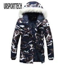 Camouflage Parka Mens Winter Jacket Men Big Fur Collar Fashion Middle Long Coats Plus Size Winter Coat Men Parka Homme 5XL 2024 - buy cheap