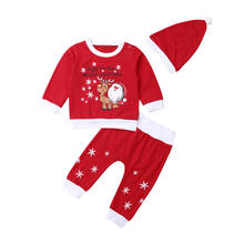 New 2020 Kids Baby Boy Girl First Christmas Clothes Romper Pants Hat Warm Outfit 3pcs Set 2024 - buy cheap