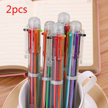 2Pcs Creative Transparent 6 in 1 Color Ballpoint Pens Writing Cute Kawaii Multicolor Gel Pen School Students Stationery Supplies 2024 - buy cheap