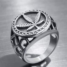 Винтажное серебряное Открытое кольцо с Кленовым листом, мужское кольцо из нержавеющей стали, байкерские кольца для женщин, ювелирные изделия в стиле панк 2024 - купить недорого