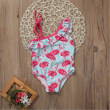 Summer Toddler Kids Baby Girl One Shoulder Strap Flamingo Swimwear Beachwear Swimsuit Bathing Suit 1-6Y 2024 - buy cheap