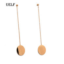 Uelf 1 Pair Women's Gold  Colour Super Long Chain Drop Earrings Dangle Tassel Earrings For Party Stainless Steel  Jewelry 2024 - buy cheap