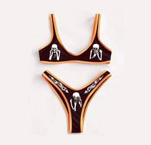 2022 New Yiiciovy Women Two-piece Bikini Sets Skull Print Halloween Swimsuits Sexy Women's Summer Swimming Bathing Suit Biquini 2024 - buy cheap