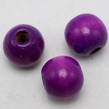 50 фиолетовых круглых деревянных бусин 16 мм ~ дерево 2024 - купить недорого