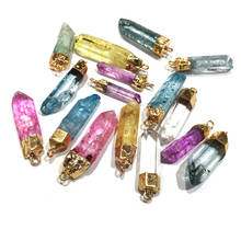 Pingente requintado da forma da coluna do pendente de cristal da pedra natural para a jóia que faz diy colares acessórios tamanho: 7x45mm