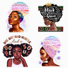 Beauty African Girl Patches Thermal Stickers On Clothes Heat Transfer DIY T-shirt Iron On Transfers Vynil Heat Transfer Hot G1 2024 - buy cheap