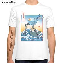 Camiseta informal de manga corta para hombre, Camiseta con estampado de gran Ramen off Fuji Under The Wave Lives a Delicious Monster, de verano 2024 - compra barato