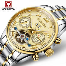 Carnival Brand Luxury Gold Automatic Watch Men Fashion Luminous Week Month Date Military Mechanical Wristwatch Relogio Masculino 2024 - buy cheap