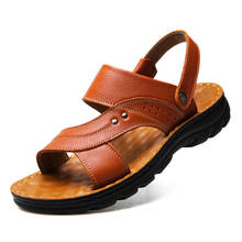 2020 Summer Shoes Men Beach Sandals Genuine Leather Men Sandals Thick Sole Soft Leather Male Shoes Non-slip KA1233 2024 - buy cheap