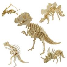 Quebra-cabeça de esqueleto de dinossauro, quebra-cabeça de madeira educacional 3d de simulação de dinossauro para decoração de quartos de crianças e adultos 2024 - compre barato