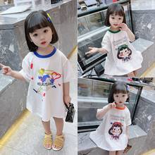 2021 Summer Cotton Cartoon T-shirt Dresses for Girls Fancy Cute Korean Style Girls Dress Casual Dresses Clothes for Kids 2-8Y 2024 - buy cheap