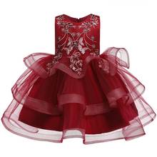 Baby girl cute embroidered bowknot multi-layer gauze puffy princess dress flower girl dress knee-length dress stage costume 2024 - buy cheap