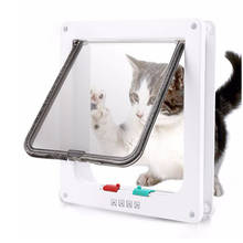 Porta de segurança para gatos e cachorros, porta com aba e 4 vias, em plástico abs, porta pequena para cães e gatos 2024 - compre barato