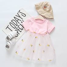Vestido informal de verano para bebés y niños, ropa con estampado de piña, manga corta, Princesa, malla, 2020 2024 - compra barato