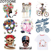 Zotoone patches de caveira tamanho grande, adesivos da moda para meninas, passar ferro, transferências para roupas, lavável 2024 - compre barato